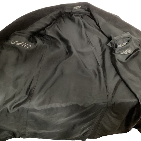 Andrew Fezza Cashmere Blend Charcoal Grey Button Up Long Coat Size S-42 - Picture 9 of 13